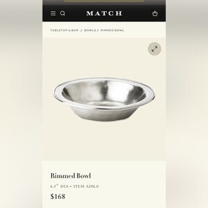 Match Pewter Rimmed Bowl